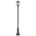 Z-Lite Bayland 3 Light Outdoor Post Mounted Fixture, Black And Clear Seedy 539PHMR-518P-BK